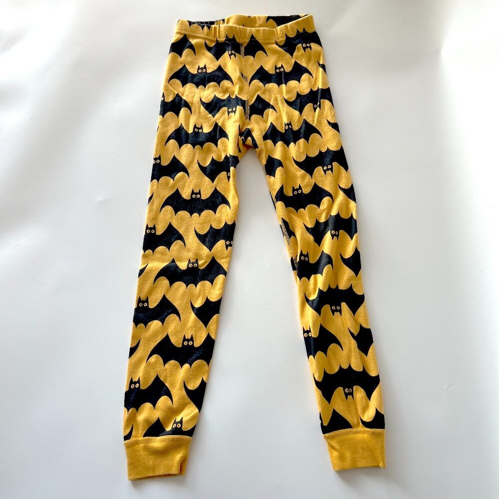 Kids size 6/7 120 cm Hanna Andersson Orange & Black Bat Halloween Pajama Bottoms